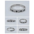 Solid 925 Silver Vintage Eternity Band with Blue Sapphire and white Gemstones !!