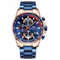 Wow!! Mini Focus Gents Designer Chronograph Watch, Blue /Rose Gold Color, Brand New!!