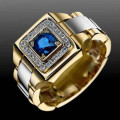 Hesiod Gemstone Rhinestone Gold Wedding Ring Male Full Diamond Rings size 9 / 10 / 11/12/13