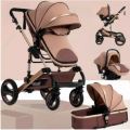 Brand New 2019 Baby Pram / Stroller - 3 Function Foldable with Car Seat- Khaki