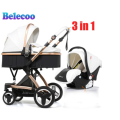 *New 2019 * Baby Stroller / Pram 3 in 1 stroller PU leather camarell Belecoo Brand White Color