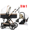*New 2019 * Baby Stroller / Pram 3 in 1 stroller PU leather camarell Belecoo Brand White Color