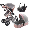 Belecoo Brand Baby Pram / Stroller - 3 in 1 Function Foldable Baby Pram with Car Seat- Pink and Grey