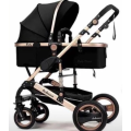 Baby Pram Stroller - 3 Function Foldable Baby Pram with Car Seat- Black & Gold Belecoo Brand