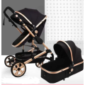 Baby Pram Stroller - 2 Function Foldable Baby Pram -Black & Gold