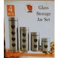 Leopard 4 Piece Stainless Steel Glass Canister Set