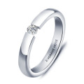ENGRAVED WITH "FOREVER". 0.11CT CZ 3MM WEDDING BAND. RING SIZE 5 (J 1/2)