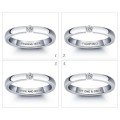 ENGRAVED WITH "FOREVER". 0.11CT CZ 3MM WEDDING BAND. RING SIZE 5 (J 1/2)