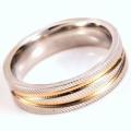 316L Stainless Steel Comfort 6mm Gold Stripe Wedding Band. Ring Size 7.5 / P / 18mm