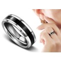 6MM Solid 316L Stainless Steel Band with Black inlay. Ring Size 10 / U