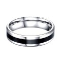 6MM Solid 316L Stainless Steel Band with Black inlay. Ring Size 10 / U