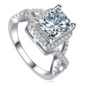ASHA CRAFT: Enchanting Emerald cut 3.28ct. Cr.Diamond Engagement Ring. Size 8 / Q