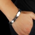 Asha Craft: Stainless Steel and Silicone Mens Bracelet - 21.6cm