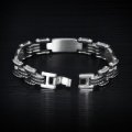 Asha Craft: Stainless Steel and Silicone Mens Bracelet - 21.6cm