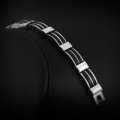 Asha Craft: Stainless Steel and Silicone Mens Bracelet - 23cm