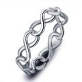 Genuine 925 Sterling Silver Ring, Linked Infinity Symbols. Size 7 / N+