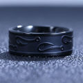 FISHHOOK Black 8mm Stainless Steel Mens Ring - Size 13 / Z+