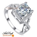 ASHA CRAFT: Enchanting Emerald cut 3.28ct. Cr.Diamond Engagement Ring. Size 7/O
