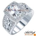 *R3200.00* Radiant Cut 3.86ct Cr. Diamond Victorian Filigree Designer Halo Ring - Size 9 / S / 19mm