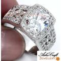 *R3200.00* Radiant Cut 3.86ct Cr. Diamond Victorian Filigree Designer Halo Ring - Size 9 / S / 19mm