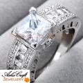 GORGEOUS! Sparkling 3.08ct. Cr.Diamond Princess Cut Engagement Ring. Size 7 / N+