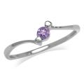 Fine 925 Sterling Silver Ring, 0.10ct Amethyst Natural Gemstone. Size 6/M