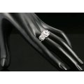 MAGNIFICENT! Princess Cut 3.40CT Cr.Diamond Halo Engagement Ring - Size 8/P+/18.0mm