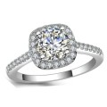 ASHA CRAFT JEWELLERY. 1.60CT CR.DIAMOND SPARKLING HALO LADIES ENGAGEMENT RING - Size 8.5/R