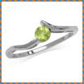 Fine 925 Sterling Silver Ring, 0.27ct Peridot Natural Gemstone. Size 8/Q