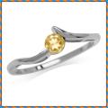Fine 925 Sterling Silver Ring, 0.24ct Citrine Natural Gemstone. Size 9/S