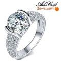 BREATHTAKING - Sparkling 3.56ct Cr.Diamond Designer Pave Engagement Ring. Size 6.5/N