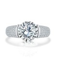 BREATHTAKING - Sparkling 3.56ct Cr.Diamond Designer Pave Engagement Ring. Size 6.5/N