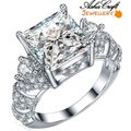 MAJESTIC! - 6.48ct Cr.Diamond Designer Princess Cut Engagement Ring. Size 9/S