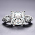 MAJESTIC! - 6.48ct Cr.Diamond Designer Princess Cut Engagement Ring. Size 9/S