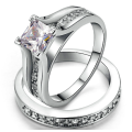 Sparkling 1.64ct Cr.Diamond Princess cut Engagement Ring Set - Choose your size