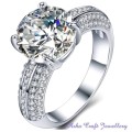 *IN STOCK* 4.76ct Cr.Diamond Sparkling Solitaire and Pave Accents Engagement Ring. Size 7/N-O/17.5mm