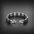 Leather and Stainless Steel Mens Bracelet - 22cm
