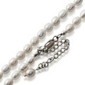 Genuine 925 Sterling Silver Necklace - Genuine Freshwater Pearls White 4.5mm, 43cm.
