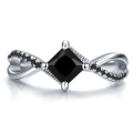 Princess Cut Black 1.20ct Cr.Diamond Engagement Ring. Size 8 | P-Q