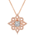 2.01ct Cr.Diamond Flower Pave Filigree Rose Gold GP Necklace