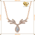 0.79ct Cr.Diamond Pear Halo Pave Rose Gold GP Necklace