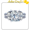 3.68ct Cr.Diamond Radiant Allure Engagement Ring. Size 8 | P-Q