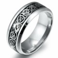 WOW! Titanium Celtic Dragon Design Wedding Band. Ring Size 8 / P-Q