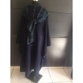 Navy poncho coat with beautiful green  detail