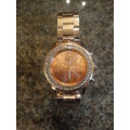 GENEVA CRYSTAL ACCENTED ROSE GOLD TONE LADIES WATCH