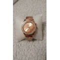 GENEVA CRYSTAL ACCENTED ROSE GOLD TONE LADIES WATCH