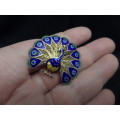 Beautiful Peacock Silver and Enamel Brooch  (No hallmarks but has been tested for sillver) 7 grams
