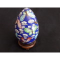 Clossenay Egg with Beautiful Butterflies Images on Wooden Stand