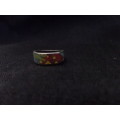 925 Silver Ring with Interesting Colour Design Dim18mm 5.3grams