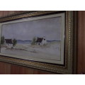 Big Oil on Board  - Houses in the Karoo Scene - by Lana Payne 1985 in Beautiful Frame  100cm x 60cm